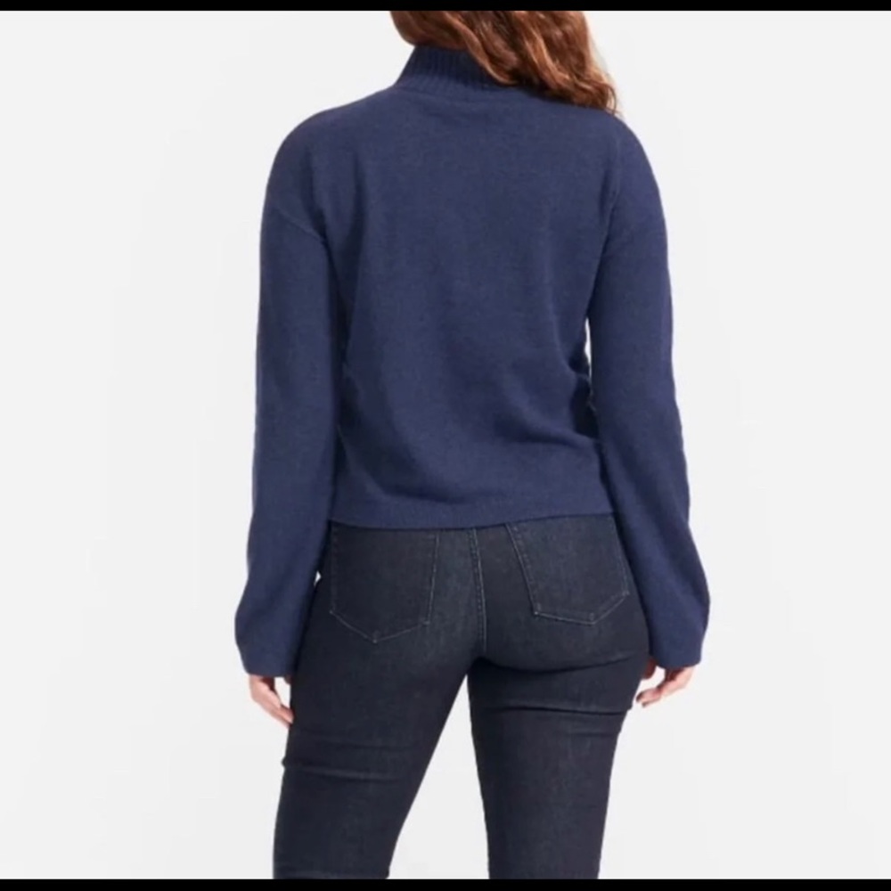 Everlane Recashmere Button Mockneck Navy Xs